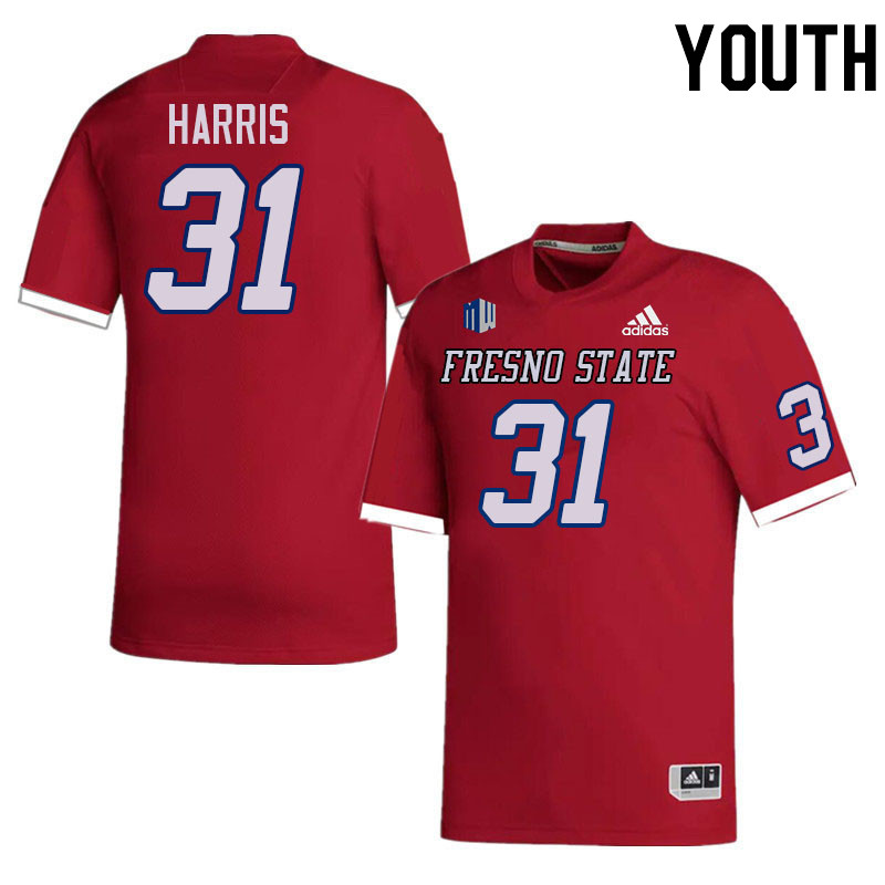 Youth #31 Kiontre Harris Fresno State Bulldogs College Football Jerseys Stitched-Red